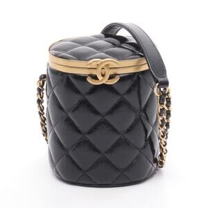 Chanel Matelasse Vanity Shoulder Bag Leather Black